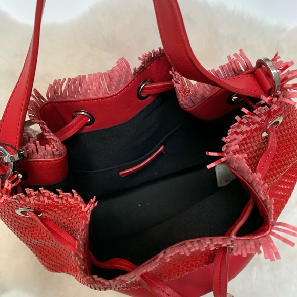 Zara Bags Zara Red Woven Bucket Bag Poshmark